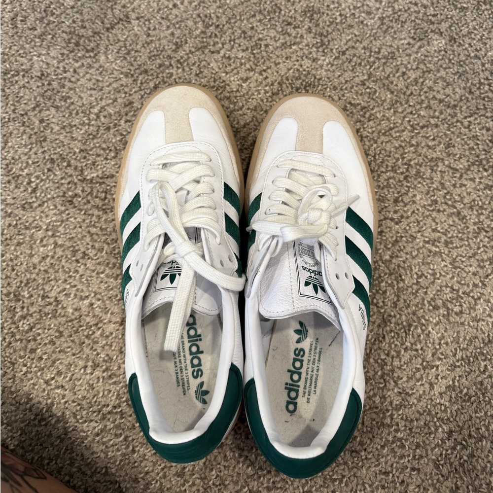 Adidas White and Green sambas